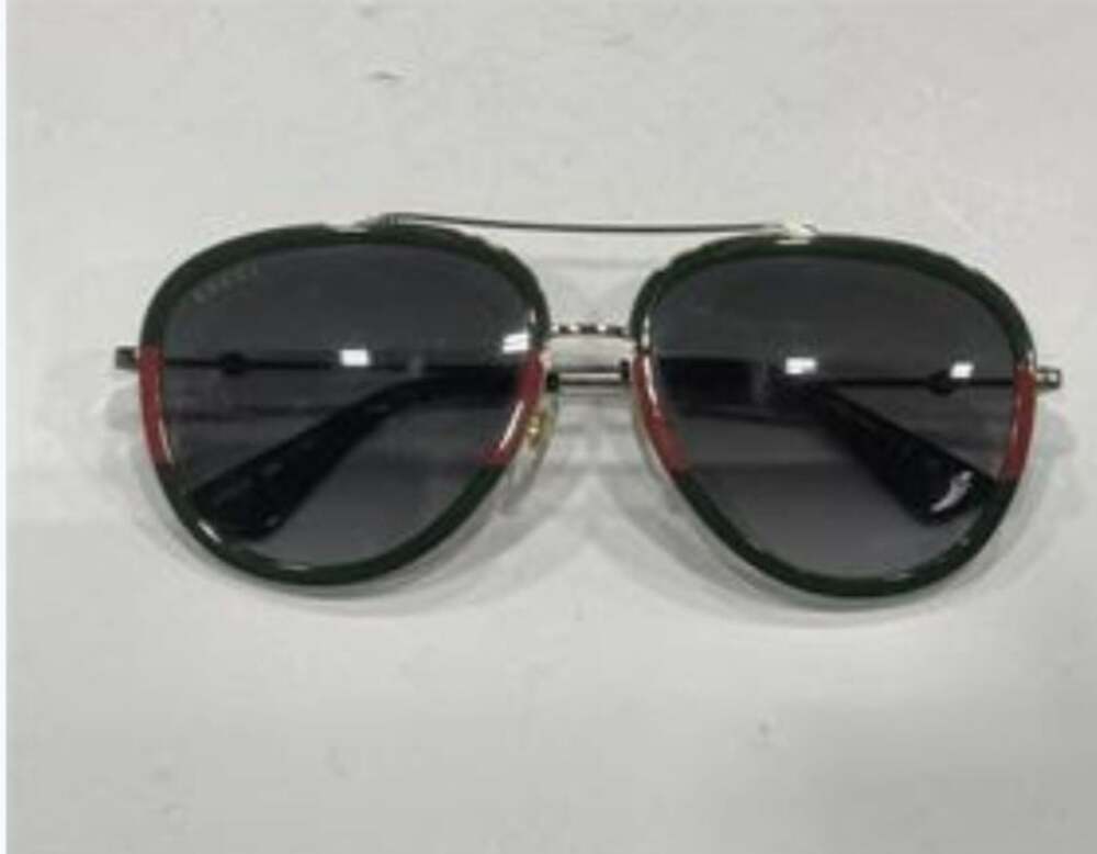Gucci GG0062S 003 Gold/Green/Red Web Aviator Sunglasses